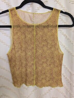 VS Swim VICTORIA'S SECRET Yellow Printed Sleeveless Mesh Tank Top